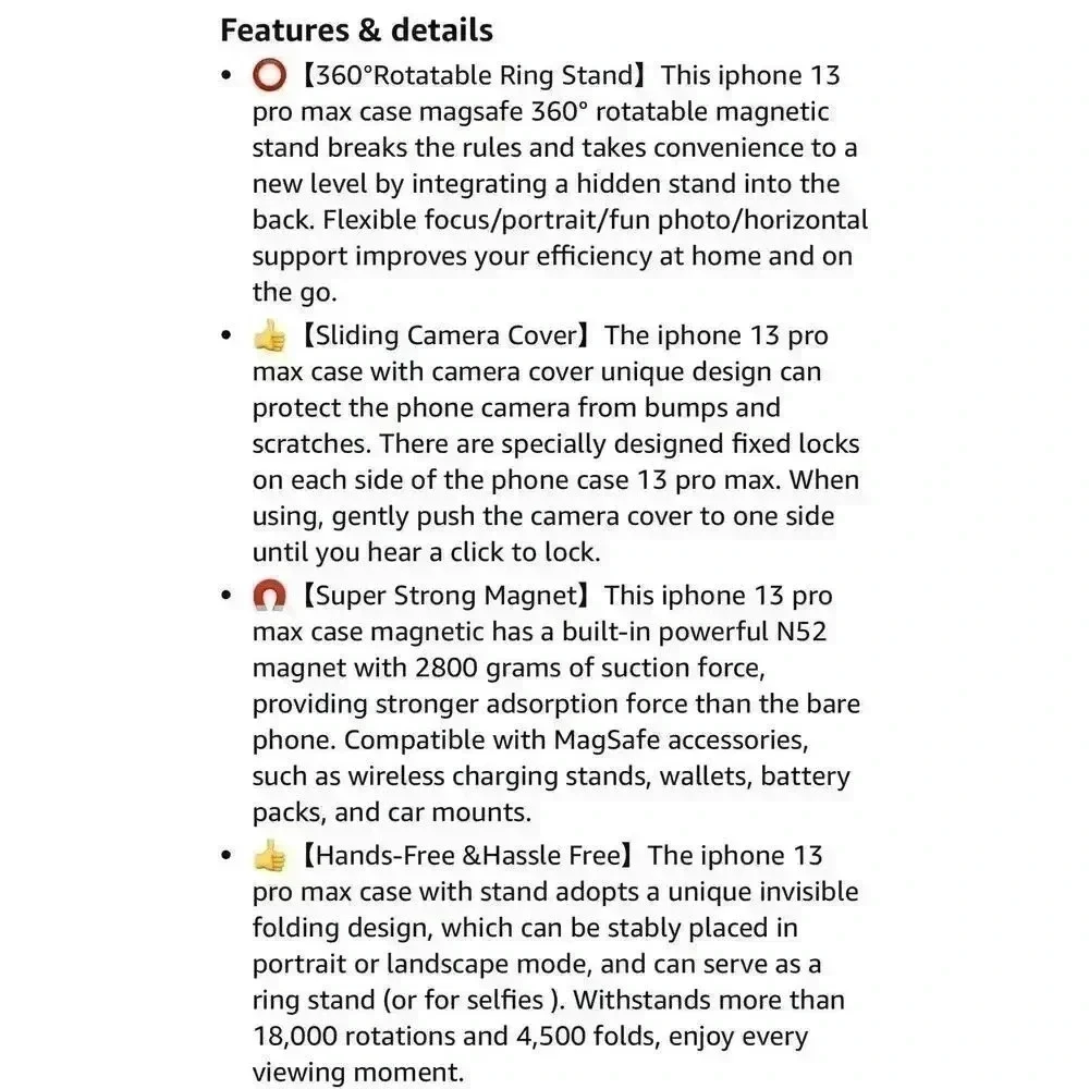 360 Rotatable‎ Magnetic Ring Case With Camera Cover For 13 Pro Max 6.7” Blue